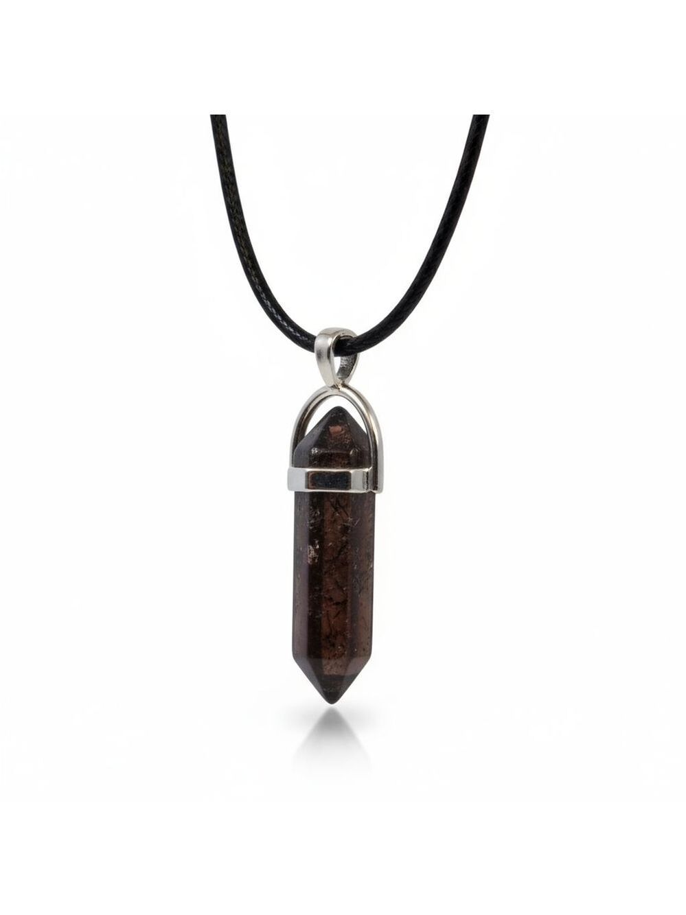 NWT Boho Beautiful Bloodstone Bullet Crystal Pendant on Leather Cord Necklace!
